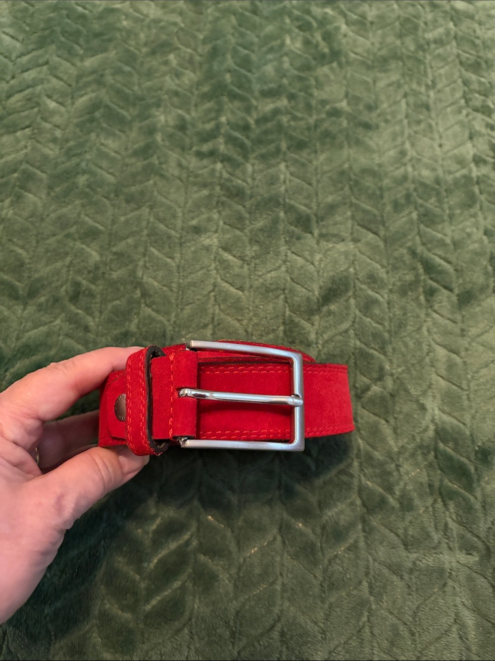 GP&Max Real Leather Belt Made In Italy Nickel Free Red Size 38-40